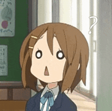 a cartoon girl with a question mark on her head is making a surprised face .