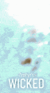 a poster for zephyr 's wicked has a blurry picture of a person in the water