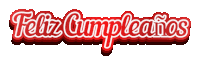 a red and white sign that says feliz cumpleaños