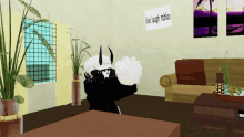 a room with a sign that says " live laugh roblox " on it