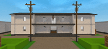 a cartoon drawing of a house with a man hanging from the roof