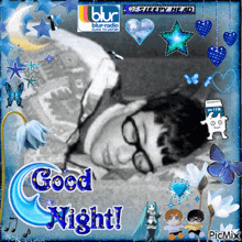 a picture of a man sleeping and the words good night
