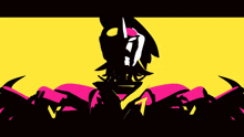 a black and white drawing of a person on a yellow and pink background .