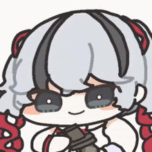 a cartoon drawing of a girl with gray hair