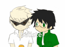 a cartoon drawing of two boys with the word balistef on the bottom right