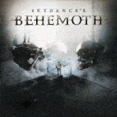 a poster for skydance 's benemoth shows a man standing in a cave