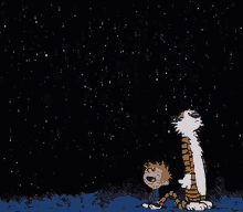 calvin and hobbes universe stars sparkle sky