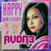 a birthday card for avon3 with a woman 's face