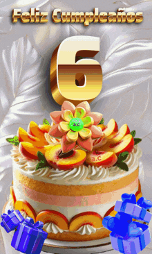 a cake with the number 6 on it