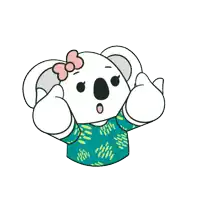 a cartoon drawing of a koala with hearts around her