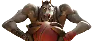 a cartoon character is holding a basketball with his claws extended
