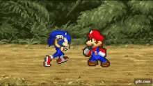 Mario Vs Sonic Fight Mario Punch Fight GIF - Mario Vs Sonic Fight Mario Punch Fight Animation Rewind Animation Fight GIFs