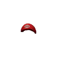 a red hat with a white m logo on it