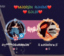 a picture of a girl and a picture of a man with the words " medisin rahimi " above them