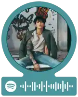a spotify sticker with a picture of a man in a green jacket