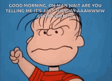 a cartoon character says good morning oh man wait are you telling me it 's just tuesday