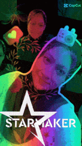 a star maker poster with a woman and a camera on it