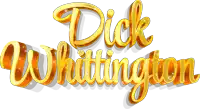 the name dick whittington is written in gold letters on a white background