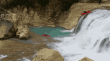 Boat Over Waterfall Kayaking GIF