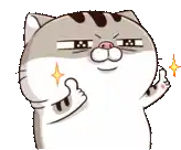 a cartoon cat is giving a thumbs up with a star on his face .
