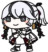 a cartoon drawing of a little girl with white hair and braids