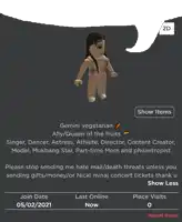 a screenshot of a video game showing a girl named gemini vegetarian