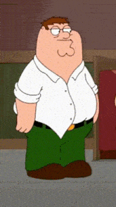 a cartoon character named peter griffin is wearing glasses and a white shirt