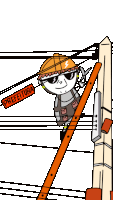 a cartoon of a man on a ladder with a sign that says prefeitura above him
