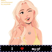 a pixel art of a girl with the words i love my gf on the bottom