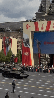 a military parade is taking place on 9 mar 1945