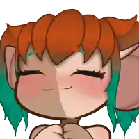 a cartoon of a girl with orange hair and green ears
