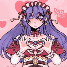 a drawing of a girl making a heart shape with her hands with dusty pepsi written on the bottom