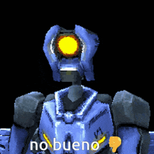 a pixel art of a robot with the words no bueno above it