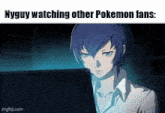 a pokemon fan is watching a video on a laptop computer .