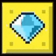 a pixel art illustration of a diamond in a yellow frame .