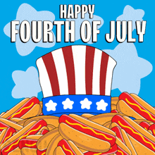 a bunch of hot dogs with the words happy fourth of july written on it