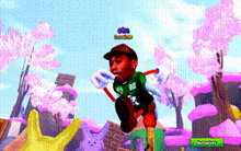 a cartoon character wearing a green shirt with the number 22 on it
