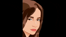 a cartoon drawing of a woman 's face with the letter h in the corner