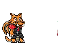 a pixel art drawing of a tiger and a boy with the word stay above them