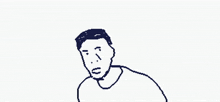 a black and white drawing of a man with his arm up in the air