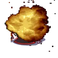 a pixel art illustration of a large explosion with a red circle around it