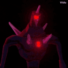 a purple cartoon character with a red eye and a black circle around his waist