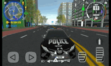 a police car driving down a street in a video game