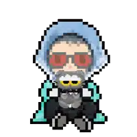 a pixel art drawing of a man with a beard wearing sunglasses