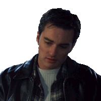a man wearing a plaid shirt and a black leather jacket says oh my god