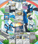 a pokemon card game is being played on a display board