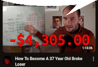 a man stands in front of a white board with the words " how to become a 37 year old broke loser " on the bottom