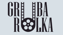 a logo for gruba rolka with a film reel