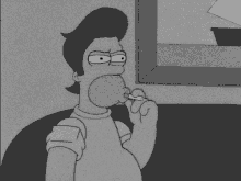 homer simpson is brushing his teeth in a black and white cartoon .