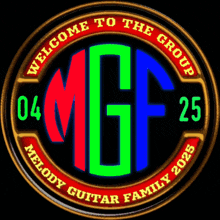 a logo that says welcome to the group melody guitar family